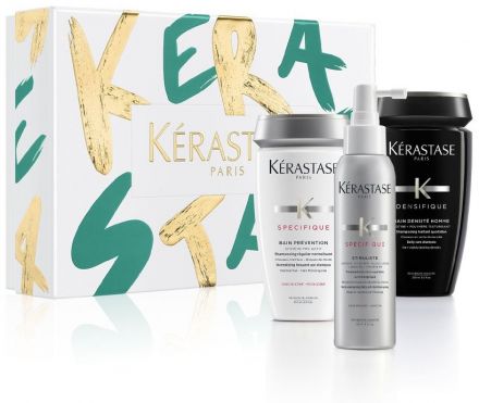 Kérastase Specifique Vánoční sada - Pánský šampon 250 ml + šampon proti vypadávání vlasů 250 ml + sérum proti padání vlasů 125 ml Dárková sada