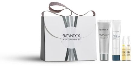 Skeyndor Charcoal Beauty Mini Set - Hydratační krém 15 ml + Koncentrát pro okamžitý lifting 2 ml + Koncentrát 8h noční 2 ml + My mask 8 ml Dárková sada
