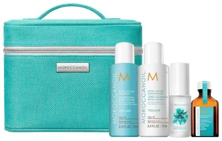 Moroccanoil Volume Mediterranean Escape Set - Šampon 70 ml + kondicionér 70 ml + vůně na vlasy a tělo 30 ml + olej 25 ml Dárková sada