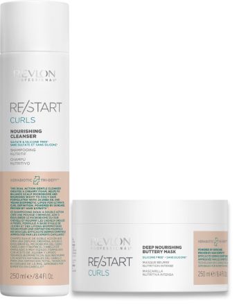 Revlon Professional Restart Curls Vánoční Sada - Šampon 250 ml + maska 250 ml + kartáč na vlasy Dárková sada