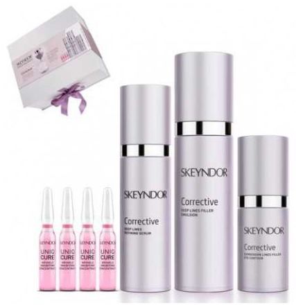 Skeyndor Corrective Sada - Emulze 20 ml + sérum 15 ml + oční krém 5 ml + koncentrát proti vráskám 4 x 2 ml Dárková sada