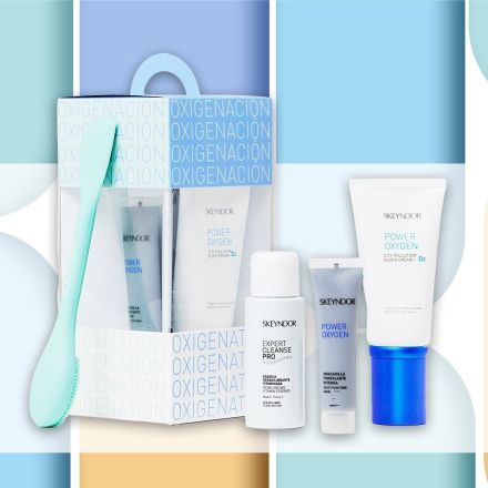 Skeyndor Power Oxygen Summer Pack - Emulze 50 ml + vitamínová esence 50 ml + maska 15 ml + špachtle Dárková sada