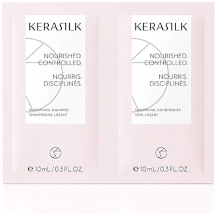 Kerasilk Essentials Smoothing Shampoo and Conditioner - Šampon na hrubé vlasy 10 ml + kondicionér 10 ml Cestovní balení