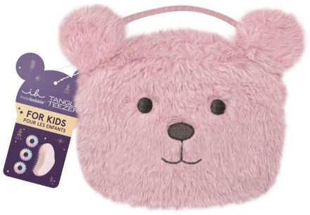 Invisibobble Kids Pink Teddy Set - Tangle Teezer mini Růžový + gumička do vlasů 3 ks Dárková sada