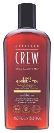 American Crew 3v1 Ginger + Tea - Šampon, kondicionér a tělový gel 450 ml