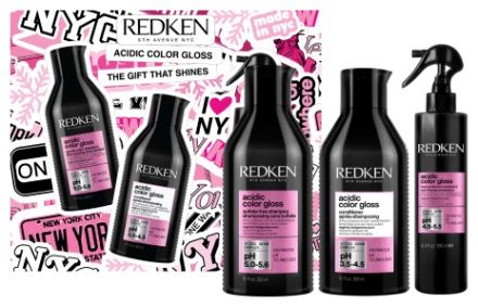 Redken Acidic Color Gloss Vánoční Set - Šampon 300 ml + kondicionér 300 ml + bezoplachová péče 190 ml Dárková sada