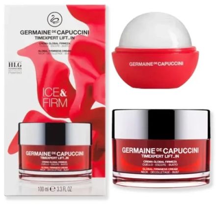 Germaine de Capuccini Timexpert Lift_IN Ice Firm Set - Krém na krk a dekolt 100 ml + masážní ledová koule Dárková sada