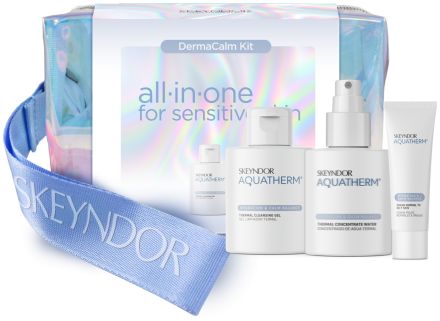 Skeyndor Aquatherm All-in-one for Sensitive Skin Set - Termální čistící gel 100 ml + termální koncentrováno voda 100 ml + krém na normální a suchou pleť 15 ml Dárková sada