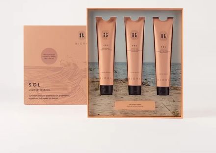 Björk Sol After-Sun Hair Ritual Travel Set - Ochranný krém 75 ml + hydratační šampon 75 ml + hydratační maska 75 ml Dárková sada
