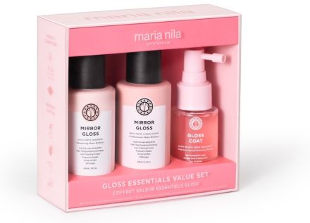 Maria Nila Mirror Gloss Essentials Value Set - Šampon 100 ml + kondicionér 100 ml + uhlazující péče 50 ml Dárková sada