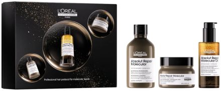 L´oréal Professionnel Serie Expert Absolut repair Molecular Trio Vánoční Set - Šampon 300 ml + maska 250 ml + olej 90 ml Dárková sada