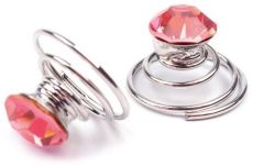 Spona do vlasů - pružinka s kamínkem růžová 1ks