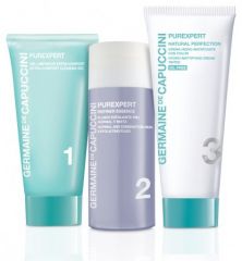 Germaine de Capuccini Purexpert Natural Perfect 1-2-3 Normal skin Set - Čistící gel pro normální a smíšenou pleť 30 ml + exfoliační esence 50 ml + tónovací krém 50 ml Dárková sada