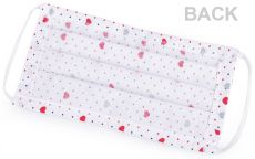 Rouška bavlněná jednovrstvá Bílá srdíčka