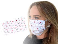 Rouška bavlněná jednovrstvá Bílá srdíčka