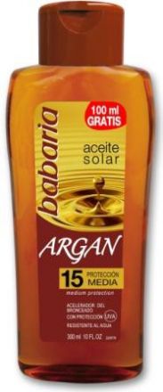 Babaria Sun Aceite Solar Argan Oil Set - Oplavací olej s Arganovým olejem SPF15 300ml + Mléko po opalování Aloe Vera 150ml Dárková sada