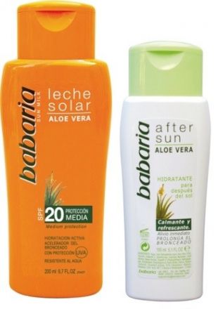 Babaria Sun Leche Solar Sun Milk Aloe Vera + After Sun Aloe Vera - Opalovací mléko s výtažkem z Aloe Vera SPF20 200ml + Mléko po opalování 150ml