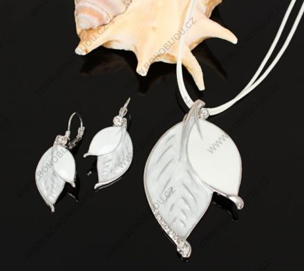 Souprava Bižuterie Smalt Listí - Bílá 16642_61