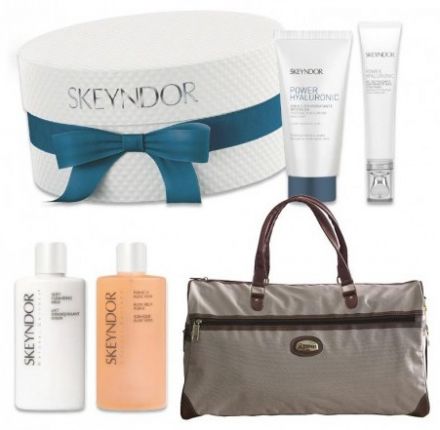 Skeyndor Power Hyaluronic Vánoční balíček č.1 - Hydratační krém pro suchou pleť 50ml + Gel na oční okolí a řasy 15ml + Čistící mléko 50ml + Pleťové tonikum 50ml + Cestovní taška Dárková sada