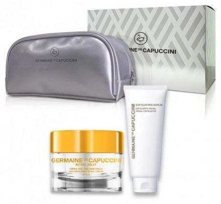Germaine de Capuccini Royal Jelly Happy New Year Sada - Krém pro suchou a velmi suchou pleť 50ml + Peeling 100ml + Neceser Dárková sada