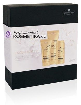 Schwarzkopf Bonacure Excellium Vánoční sada - Šampon pro zkrocení hrubých vlasů 200ml + Kondicionér pro hrubé zralé vlasy 150ml + Mléko pro zkrocení hrubých vlasů 100ml Dárková sada