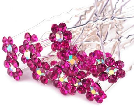 Štrasová vlásenka - Květinka fialová 1ks