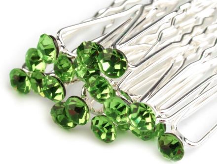 Štrasová vlásenka - kamínek zelená 1ks