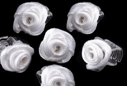 Skřipec do vlasů růžička bílá 1ks