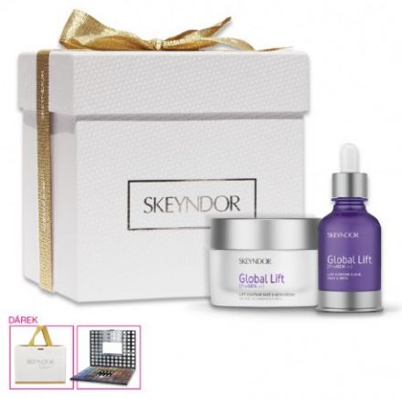 Skeyndor Global Lift Vánoční sada normální/smíšená pleť - Liftingový krém 50ml + Lift Countour elixír 30ml + Paleta očních stínů + 98ks x 1g Dárková sada