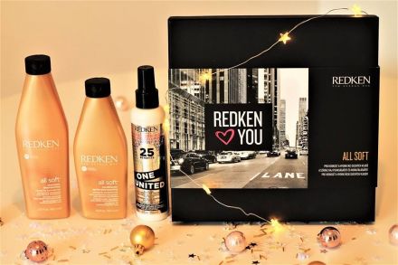 Redken All Soft Vánoční set - Šampon na suché vlasy 300ml + Kondicioner na suché vlasy 250ml + United One 150ml Dárková sada