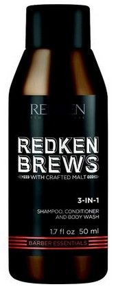 Redken Brews 3-in-1 - šampon 3v1 50 ml (cestovní balení)