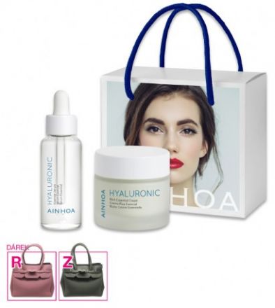 Ainhoa Hyaluronic Vánoční sada - Krém na suchou pleť 50 ml + Sérum 50 ml + kabelka Dárková sada