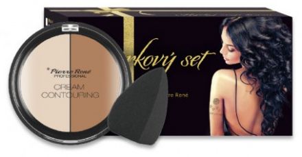 Pierre René Set D Vánoční Sada - Konturovací krémová paletka 9g + konturovací houbička Dárková sada