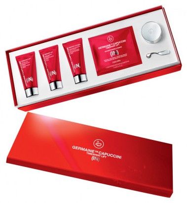 Germaine de Capuccini Sada Timexpert Lift In - Zpevňující sérum 50 ml + Vypínací krém na krk a dekolt 50 ml + Krém Supreme Definition 50 ml + oční krém 15 ml + zpevňující maska 4 ks Dárková sada