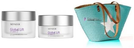 Skeyndor Global Lift Set - Liftingový krém na obličej a krk pro normální a smíšenou pleť 50 ml + liftingový krém na oční okolí 15 ml tuba + nákupní taška Dárková sada