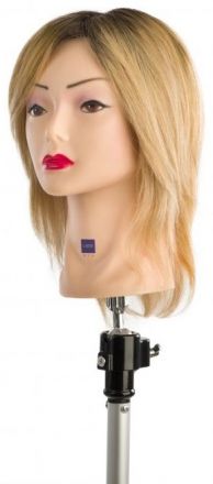 Cvičná hlava s odrosty - 100% pravých vlasů 35 cm