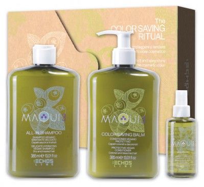 Echosline Maqui 3 Rituál pro barvené vlasy letní Set - Šampon 385 ml + balzám 385 ml + olej 100 ml Dárková sada