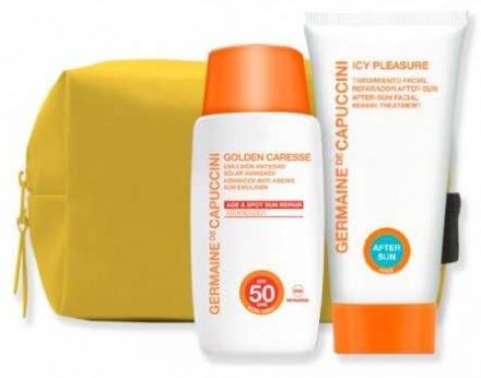 Germaine de Capuccini Golden Caresse Solar Set I - Ochranná opalovací pleťová emulze SPF50 50 ml + Balzám po opalování 50 ml Dárková sada
