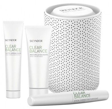 Skeyndor Clear Balance Sada - Cílený romalizační faktor 75 ml + maska 75 ml + tyčinka proti akné 2,5 g Dárková sada