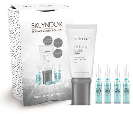 Skeyndor Dermapeel Pro Set č.2 - Exfoliační emulze SPF 20 50 ml + hydratační koncetrát 4 x 2 ml Dárková sada