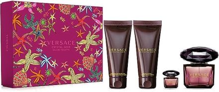 Versace Crystal Noir Set - EDT 90 ml + EDT 5 ml + Sprchový gel 100 ml + tělové mléko 100 ml Dárková sada