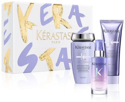 Kérastase Blond Absolu Vánoční sada I - šampon ultra-violet 250 ml + péče 250 ml + sérum 90 ml Dárková sada