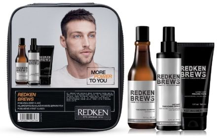 Redken Brews Thickening Brews Vánoční Sada - Šampon 300 ml + zhušťující sprej 125 ml + pasta 150 ml Dárková sada