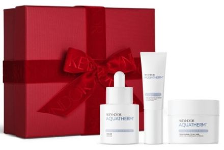 Skeyndor Aquatherm Vánoční Set - Hydratační krém pro mastnou pleť 50 ml + Hydratační sérum pro mastnou pleť 30ml + gel na oční okolí 15 ml Dárková sada