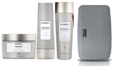 Goldwell Kerasilk Recontruct Vánoční Set - Šampon 250ml + Kondicioner 200ml + Maska 200ml + Neceser Dárková sada