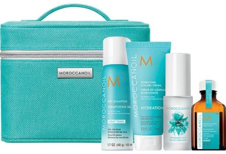 Moroccanoil Blonde Mediterranean Escape Set - Suchý šampon 65 ml + vůně na vlasy a tělo 30 ml + olejová péče 25 ml + stylingový krém 75 ml Dárková sada
