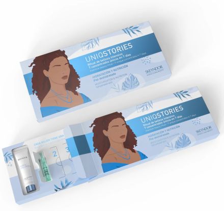 Skeyndor Uniqstories Moisturization & Nutrition Set - Emulze Power hyaluronic 15 ml + ampule Uniq Cure 7x2 ml Dárková sada
