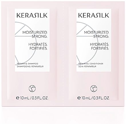 Kerasilk Essentials Repairing Shampoo and Conditioner - Šampon pro poškozené vlasy 10 ml + kondicionér 10 ml Cestovní balení
