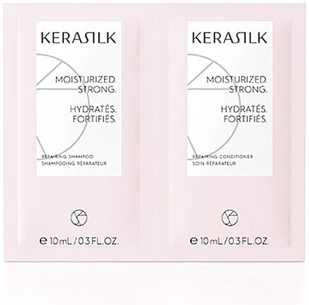 Kerasilk Essentials Repairing Shampoo and Conditioner - Šampon pro poškozené vlasy 10 ml + kondicionér 10 ml Cestovní balení