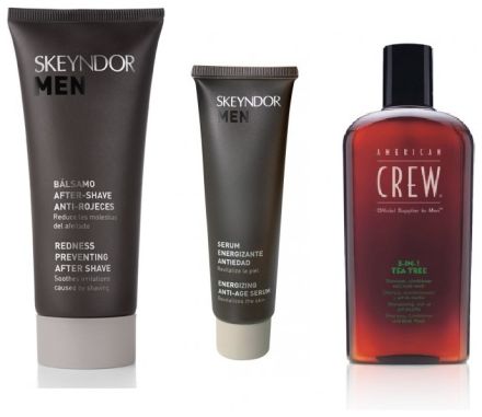 Skeyndor For Men Set - Sérum proti stárnutí 30 ml + balzám po holení 100 ml + Tea tree šampon 450 ml Dárková sada